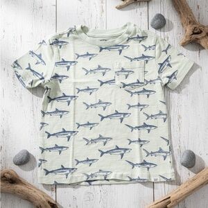 GAP size 3 unisex girls boys summer short sleeve Shark Pattern Kids T-Shirt Blue